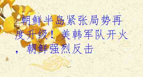 朝鲜半岛紧张局势再度升级!美韩军队开火,朝鲜强烈反击