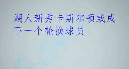 湖人新秀卡斯尔顿或成下一个轮换球员 