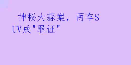 神秘大蒜案,两车SUV成"罪证"