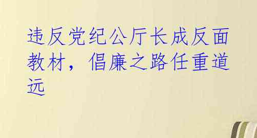 违反党纪公厅长成反面教材，倡廉之路任重道远 