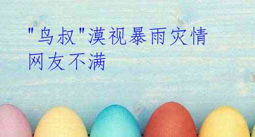 "鸟叔"漠视暴雨灾情 网友不满