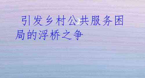 引发乡村公共服务困局的浮桥之争
