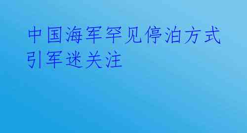 中国海军罕见停泊方式引军迷关注