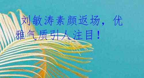 刘敏涛素颜返场,优雅气质引人注目!