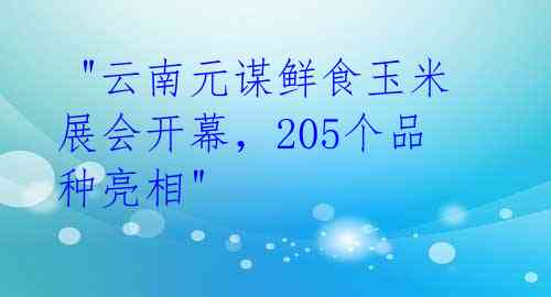  "云南元谋鲜食玉米展会开幕，205个品种亮相" 