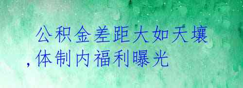  公积金差距大如天壤,体制内福利曝光 