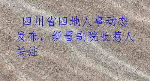  四川省四地人事动态发布，新晋副院长惹人关注