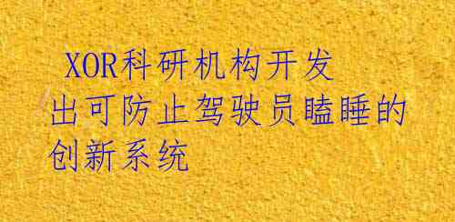  XOR科研机构开发出可防止驾驶员瞌睡的创新系统