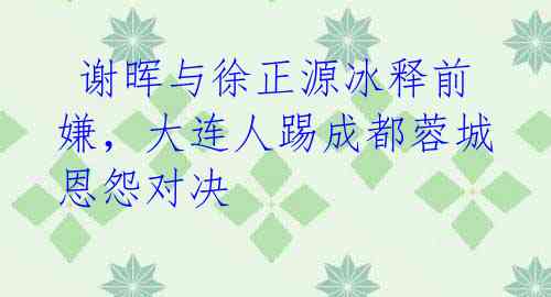 谢晖与徐正源冰释前嫌,大连人踢成都蓉城恩怨对决