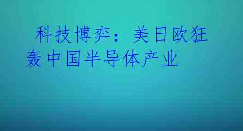  科技博弈：美日欧狂轰中国半导体产业