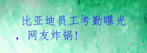  比亚迪员工考勤曝光，网友炸锅! 