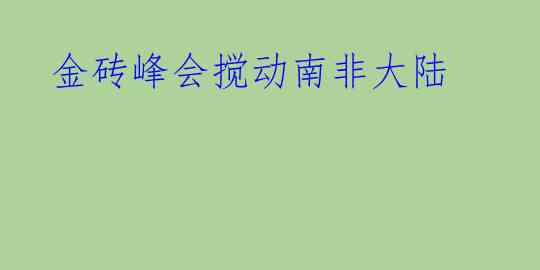 金砖峰会搅动南非大陆