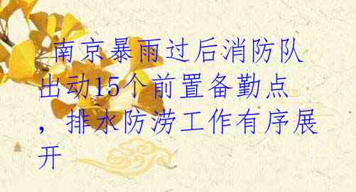 南京暴雨过后消防队出动15个前置备勤点,排水防涝工作有序展开