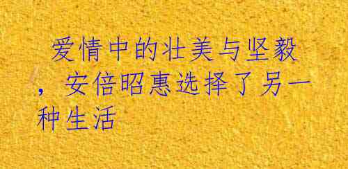 爱情中的壮美与坚毅,安倍昭惠选择了另一种生活