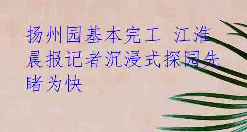 扬州园基本完工 江淮晨报记者沉浸式探园先睹为快