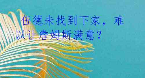 伍德未找到下家,难以让詹姆斯满意?