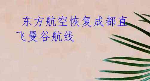 东方航空恢复成都直飞曼谷航线