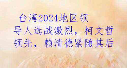 台湾2024地区领导人选战激烈,柯文哲领先,赖清德紧随其后