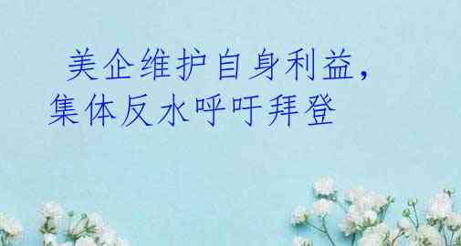 美企维护自身利益,集体反水呼吁拜登