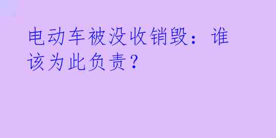 电动车被没收销毁：谁该为此负责？ 