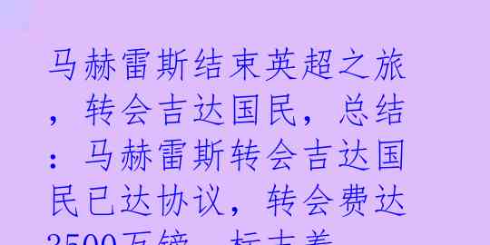马赫雷斯结束英超之旅,转会吉达国民,总结:马赫雷斯转会吉达国民已达协议,转会费达3500万镑,标志着他在英超的时代结束
