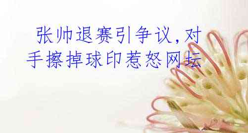 张帅退赛引争议,对手擦掉球印惹怒网坛