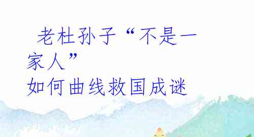 老杜孙子“不是一家人” 如何曲线救国成谜