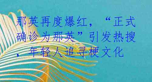 那英再度爆红,“正式确诊为那英”引发热搜,年轻人追寻梗文化