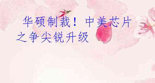 华硕制裁!中美芯片之争尖锐升级