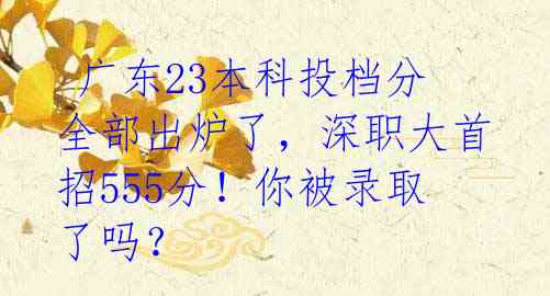  广东23本科投档分全部出炉了，深职大首招555分！你被录取了吗？ 