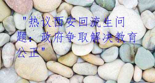"热议西安回流生问题:政府争取解决教育公正"