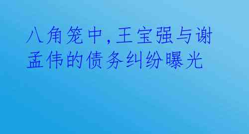 八角笼中,王宝强与谢孟伟的债务纠纷曝光 