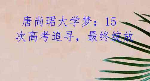唐尚珺大学梦:15次高考追寻,最终绽放