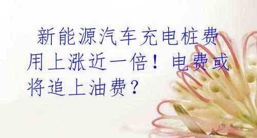 新能源汽车充电桩费用上涨近一倍!电费或将追上油费?