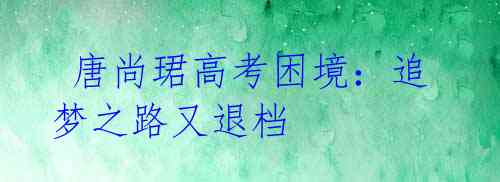 唐尚珺高考困境:追梦之路又退档