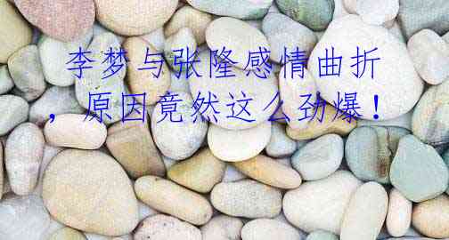 李梦与张隆感情曲折,原因竟然这么劲爆!