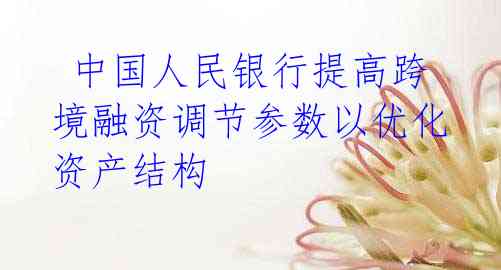 中国人民银行提高跨境融资调节参数以优化资产结构