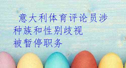 意大利体育评论员涉种族和性别歧视 被暂停职务