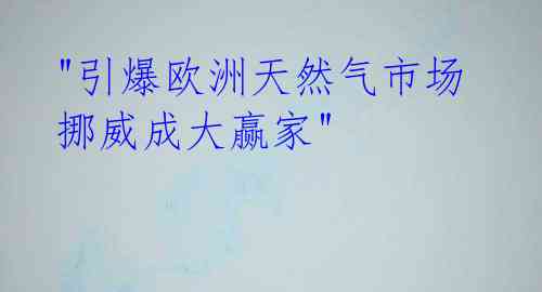 "引爆欧洲天然气市场 挪威成大赢家"