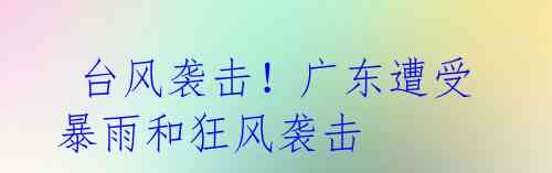 台风袭击!广东遭受暴雨和狂风袭击