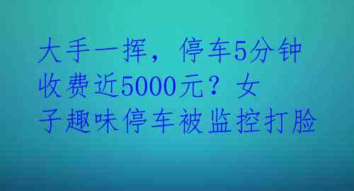 大手一挥，停车5分钟收费近5000元？女子趣味停车被监控打脸 