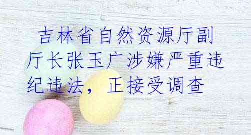 吉林省自然资源厅副厅长张玉广涉嫌严重违纪违法,正接受调查