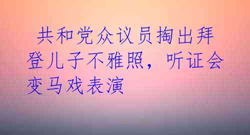  共和党众议员掏出拜登儿子不雅照，听证会变马戏表演 