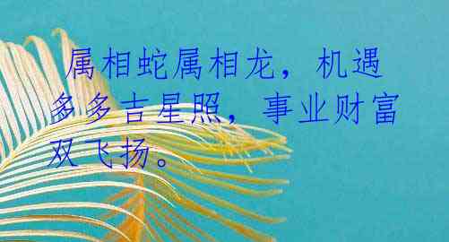属相蛇属相龙,机遇多多吉星照,事业财富双飞扬。