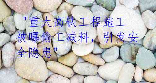 "重大高铁工程施工被曝偷工减料,引发安全隐患"