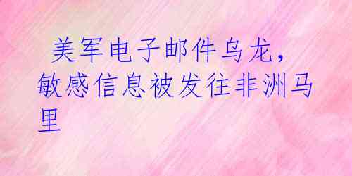 美军电子邮件乌龙,敏感信息被发往非洲马里