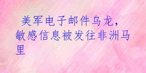  美军电子邮件乌龙，敏感信息被发往非洲马里 