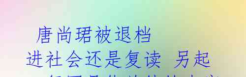 唐尚珺被退档 进社会还是复读 另起一行写具体总结的内容: