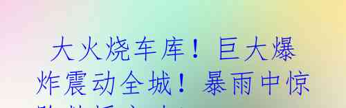 大火烧车库!巨大爆炸震动全城!暴雨中惊险救援启动!