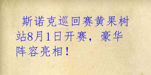 斯诺克巡回赛黄果树站8月1日开赛,豪华阵容亮相!